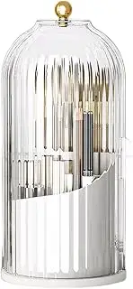 Cosmetic Storage with Transparent Compartments, Rotating Birdcage Makeup Organizer, Desktop Vanity Organizer for Lipstick, Brushes, Makeup Tools, Compact Design for Bedroom, Bathroom, Office ﻿