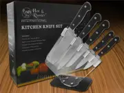 Hen & Rooster 6-Piece Kitchen Knife Set Full Tang Black HRI-026