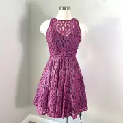 NEW Anthropologie Frock Tracey Reese Womens 2 Metallic Lace Fit Flare Dress