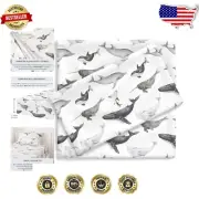 Pobi Baby Twin Sheet Set - Ultra-Soft Seaside Whale Pattern, OEKO-TEX Certified
