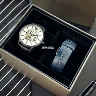 【EMPORIO ARMANI】Meccanico 潮流風尚鏤空機械錶套裝組 AR80060 43mm 現代鐘錶