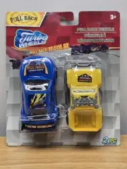 Turbo Wheels Pull Back Vehicle 2 Count Pack For Ages 3+ Blue Yellow