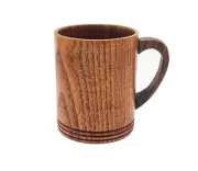 Wooden Coffee Cups Tea Cups With Handle 9.5oz 280ml Drinking Wood Mugs for Be...