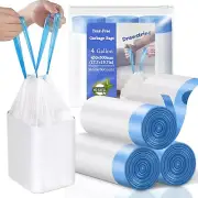 4 Gallon Trash Bags Drawstring, Small Trash Bags Tear-Free， 60 Count