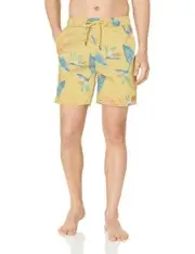 Brixton Men's Havana Comfort FIT 18" Elastic Waist Swim Trunks Yellow Size L