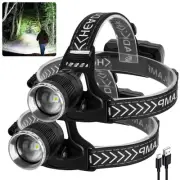 Led Headlamp Rechargeable, 990000 Lumens Head Lamp with 4 Modes, USB Recharge...