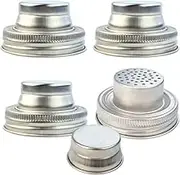ACEmedia 4 Pack of Stainless Steel Mason Jar Shaker Lids Caps for Cocktail,Dredge Flour,Mix Spices,Sugar, Salt, Peppers and More or Shake Drinks Cocktail-Fits Any Regular Mouth Mason Jar Canning Jar