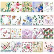 20 Pack Assorted Floral Napkins for Decoupage Toile Napkins Flower Cocktail
