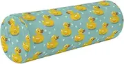 GuoChe Bolster Pillow for Legs Sleeping Yellow Rubber Ducks Cute Blue Memory Foam Neck Roll Pillow 5.5" x 17" Round Pillows Decorative Throw Pillows Cervical Roll Cylinder Pillow for Knee Support