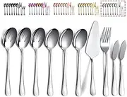 Serving Spoons 10 Pieces, Kyraton Serving Utensils, Serving Set Include 3 Serving Spoon, 3 Slotted Spoon, 1 Serving Fork, 1 Cake Server, 2 Butter Knife Spreaders