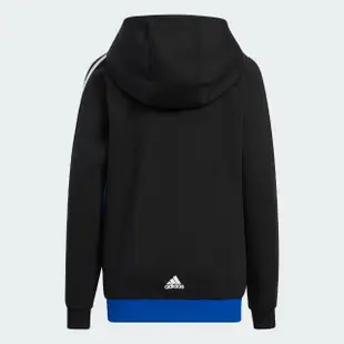 【adidas 愛迪達】外套 大童 男童 女童 運動連帽外套 JK KN FZHD 黑藍 HM5246