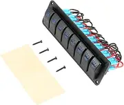 Labymos 8 Gang Marine Boat Rocker Panel, 12V/24V Waterproof RV LED Panel for Car Truck Marine Boat, On/Off Toggle Rocker, Ccuit Breaker with Blue LED Indicator