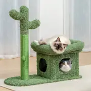Cat Tree Tower 27.6" Cactus Cat Scratching Post for Kittens Small Cats, Green