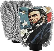 XYMZR Abraham Lincoln Absorbent Microfiber Car Wash Mitt, Funny Cute Anime Scratch Free for Cars Cleaning, Home Cleaning Mitts, 2 Pack, 10.24” L x 7.09” W