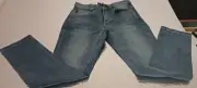 BILLABONG Jeans " OUTSIDER SLIM " Skinny Fit Blue Denim -Rear LEATHER Patch