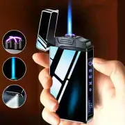 Electric Butane Metal Torch Lighter Gas Chargeable Windproof Dual Plasma Gadget