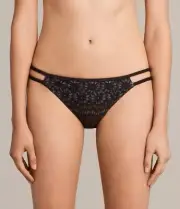 ALLSAINTS Black Brown Leaf Print CASSIA Anokhi Swimsuit Bikini Bottoms M 8/10