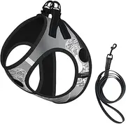 Guitar pattern print Dog Harness and Leash Set, Reflective Adjustable Puppy Vest for Small Medium Large Dogs, Cats