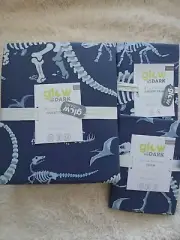 pottery barn kids Dino Bones Glow in the Dark Duvet queen & 2 standard sham