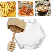 GRIRIW 2pcs Clear Glass Honey Jars with Lid Sealing Storage Containers for Honey Jam and Preserves Dustproof and Glass Pot with Airtight Seal for Freshness