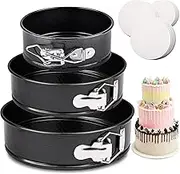 3Pcs Cake Pan Set for Baking, Non-Stick Springform Pans Set of 3(22cm.24cm.26cm), Round Cake Pans, Cheesecake Pan with Removable Base