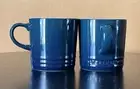 Le Creuset 12 Oz Coffee Tea MUGS Set of 2 Stoneware AGAVE Blue Brand New W/Tag