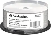 Verbatim BD-R 25GB 25Pk White Wide Inkjet 6X, BD-R 25GB 25Pk Spindle White Wide IJ 6X
