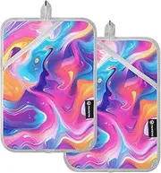 Pot Holders Kitchen Heat Resistant Abstract Colorful Gradient Potholder with Pocket Hotpads Oven Mitts 2 Pack