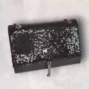 Badgley Mischka Black Sequin Metal Fringe Crossbody/Shoulder Bag - NWT