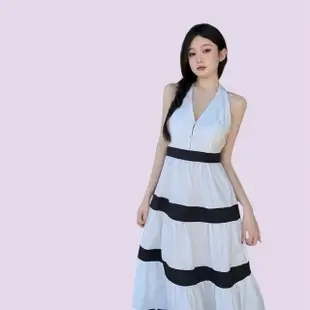 【AS 假日泳裝】條紋無袖洋裝 夏天度假連身裙 長裙 C6560