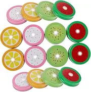 Toyvian 16pcs Mason Jar Lids with Straw Hole Fruit Pattern Tinplate Covers for Regular Mouth Jars Lightweight Drinking Lids for Home Use for Beverages and Gifting