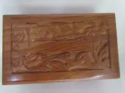 Floral Carved Sheesham Wood Cremation Dog Cat Urn Ashes Paw Prints IU274B