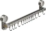 Kitchen Hooks - Kitchen Hook Rack - Organizer Suction Cup Shelf Heavy Duty No Drill Holder Removable for Bathroom Closet Cabinet Refrigerator