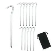 12 Pack 7 Inch Camping Tent Stakes Garden Canopy Stakes Pegs with Hook