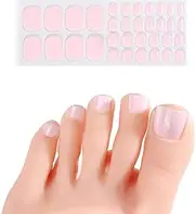 NKA Cured Gel Toe Nail Stickers, 34 Strip Pack, Gel Nail Wrap, Gel Nail Stickers, No UV Lamp Required (Pink, 32PC)