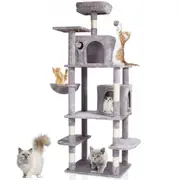 VEVOR Cat Tree 174 cm Cat Tower with Cat Condos Sisal Scratching Post Light Grey