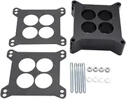 1 SET Black Carb spacers 2" Tall Ported Phenolic Carburetor Spacer Compatible with Holley 4150/4160 4bbl. SBC BBC Carb