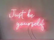 20"x14" Just Be Yourself Pink Acrylic Neon Sign Light Real Glass With Dimmer