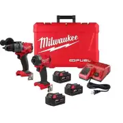 Milwaukee Hammer Drill and Impact Driver 18-V Li-Ion Cordless w/ 5.0Ah Batteries