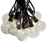 G50 Clear 2 Inch Globe String Lights (Black Wire) for Outdoor Patio, Cafe, Yard