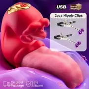 Tongue Licking Vibrator Rotating Clit Stimulator Dildo Women G-Spot Vibe Sex Toy