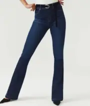 SPANX Flare Midnight Pull-on Stretch Denim Jeans 20327Q S PS Petite $148