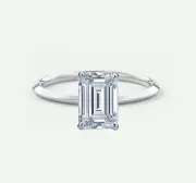 IGI F-G/VS 4 Ct Emerald Lab Created Grown 14K White Gold Diamond Solitaire Ring
