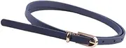 [Generic] Adjustable Belt with Alloy Buckle Head Classic Style for Women S Dresses PU Dress Straps Waist Belt, Navy Blue
