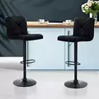2 x Counter PU Leather Bar Stool Unique Barstool Cross Back Rest Padded Black