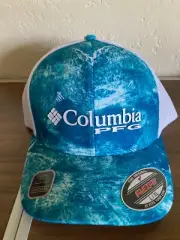 Columbia PFG & Realtree Horizon Aqua Camo Mesh Fishing Cap Sz Flex/Fit Lrg/EXLrg