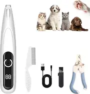 Dog Paw Trimmer,Upgraded Blade Electric Dog Clippers for Groomming with Led Display,Waterproof Pet Micro Precision Trimmer,Rechargeable Hair Shaver for Paws,Ears, Face,Rump and Eyes (White)