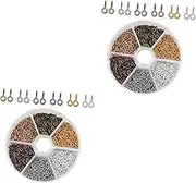 TEHAUX 2sets Eyelet Screw Hook Charms Beads Screw Jewelry Making Screw Thread Hooks Screw Pin Findings 600pcs*2