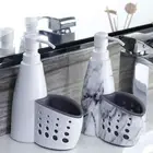 White Soap Dispenser 400ml Soap Holder Sponge Storage Rack for Kitchen Sink