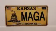 KANSAS MAGA MAKE AMERICA DON'T TREAD ON ME TRUMP METAL AUTO TAG PLATE